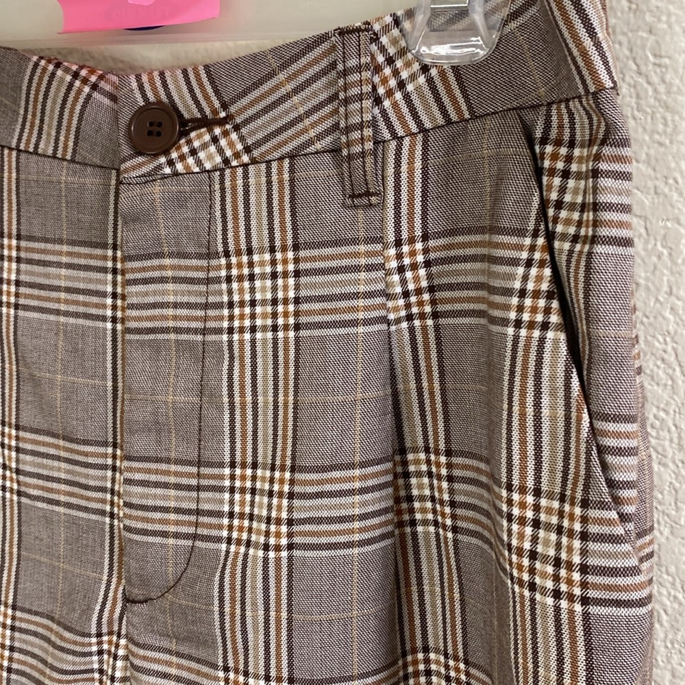 H&M Plaid Wide Leg Pants - Gray and Brown - Picture 2 of 4